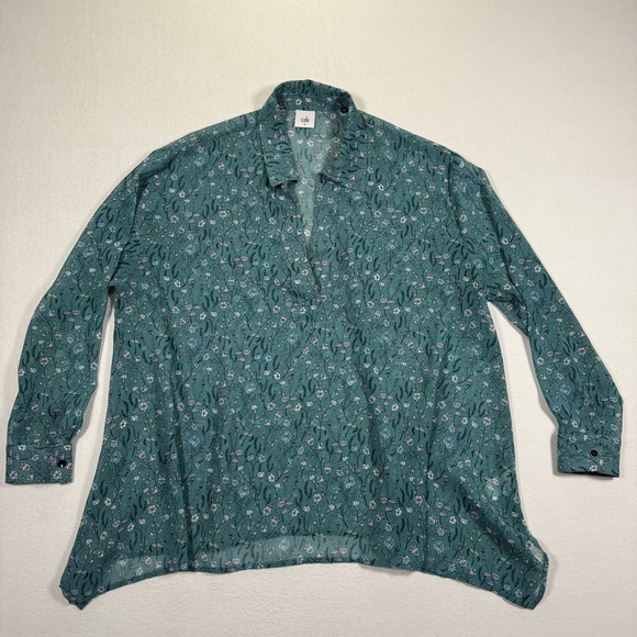 CAbi Tops - CAbi 3761 Chase Field of Flowers Blouse M Semi‎ Sheer V-Neck Long Sleeve floral